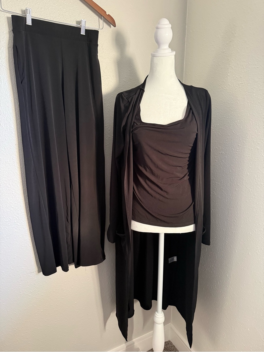 Brigitte Brianna Essential Set Black 3 Piece Travel Outfit Tank Pants Size S